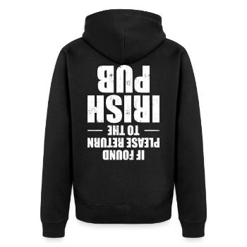 Irish Pub Party St Paddys Geschenk - Unisex Premium Bio Zip Hoodie - Schwarz - Hinten - Nico (187cm)
