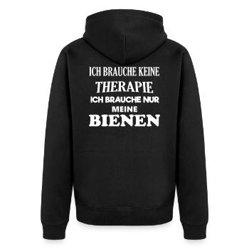 Bienen Imker Spruch Therapie - Unisex Premium Bio Zip Hoodie - Schwarz - Hinten - Nico (187cm)