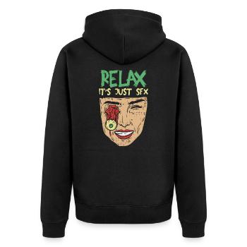Make-Up Artist Schminken Make Up Spruch - Unisex Premium Bio Zip Hoodie - Schwarz - Hinten - Nico (187cm)