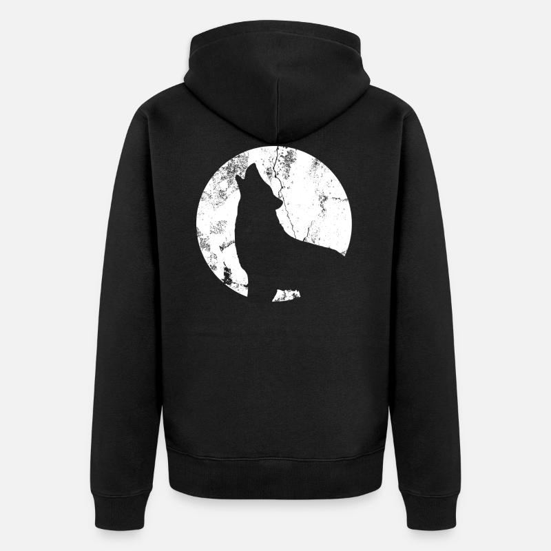 Wolf Mond - Unisex Premium Bio Zip Hoodie - Schwarz