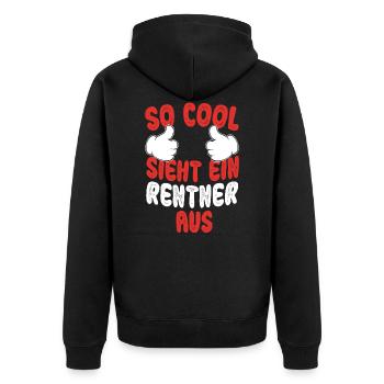 Cooles Ruhestand Rente Freizeit Fun Geschenk - Unisex Premium Bio Zip Hoodie - Schwarz - Hinten - Nico (187cm)