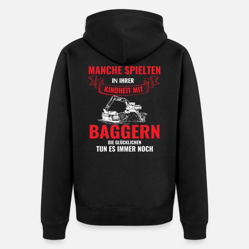 Bagger Baggerfahrer Geschenk - Unisex Premium Bio Zip Hoodie - Schwarz