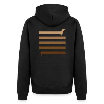 lustiger Dackel Geschenk - Unisex Premium Bio Zip Hoodie - Schwarz - Hinten - Nico (187cm)