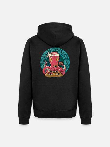 Sushi Japanese Octopus - Unisex Premium Organic Zip Hoodie - black