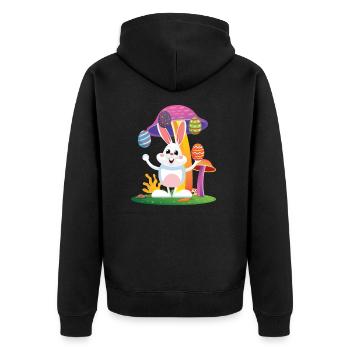 Frohe Ostern Osterhase Ostereier - Unisex Premium Bio Zip Hoodie - Schwarz - Hinten - Nico (187cm)