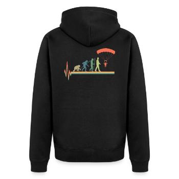 Evolution Paragleiter Herzschlag Heartbeat Retro - Unisex Premium Bio Zip Hoodie - Schwarz - Hinten - Nico (187cm)