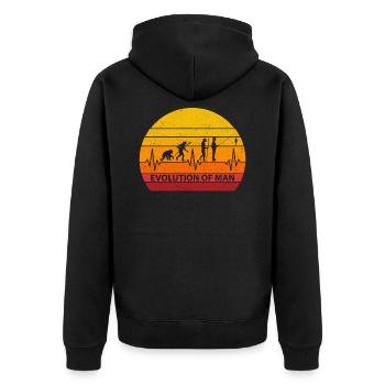 Herzschlag Heartbeat Evolution FIshing Retro - Unisex Premium Bio Zip Hoodie - Schwarz - Hinten - Nico (187cm)