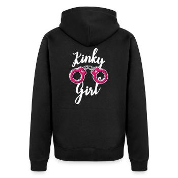 Bondage BDSM Kinky Girl Handschellen Sub Geschenk - Unisex Premium Bio Zip Hoodie - Schwarz - Hinten - Nico (187cm)