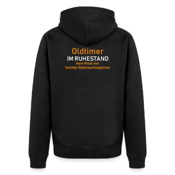 Rentner Rente Oldtimer Geschenk - Unisex Premium Bio Zip Hoodie - Schwarz - Hinten - Nico (187cm)