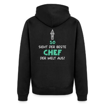 Bester Chef - Unisex Premium Bio Zip Hoodie - Schwarz - Hinten - Nico (187cm)