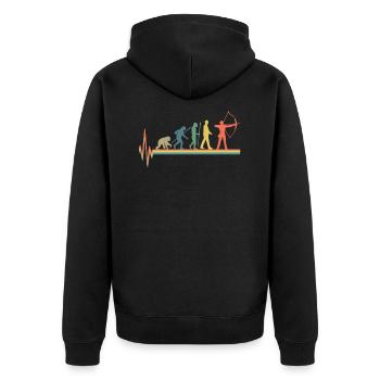 Evolution Bogenschiessen Archery heartbeat - Unisex Premium Bio Zip Hoodie - Schwarz - Hinten - Nico (187cm)