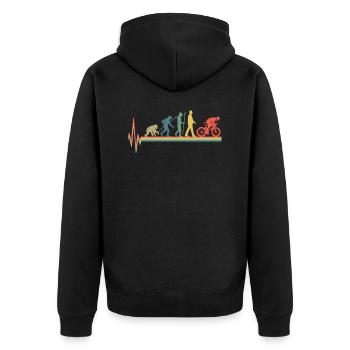 Biker heartbeat retro - Unisex Premium Bio Zip Hoodie - Schwarz - Hinten - Nico (187cm)