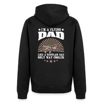 Pilot Piloten Vater Geschenk - Unisex Premium Bio Zip Hoodie - Schwarz - Hinten - Nico (187cm)