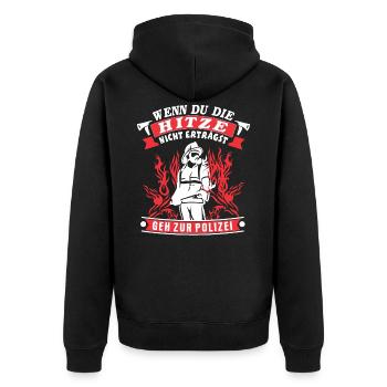 Firefighter fireman saying gift shirt - Unisex Premium Organic Zip Hoodie - black - Back - Nico (187cm)