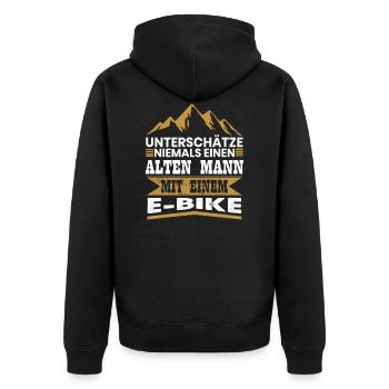 Never underestimate an old man on ebike - Unisex Premium Organic Zip Hoodie - black - Back - Nico (187cm)