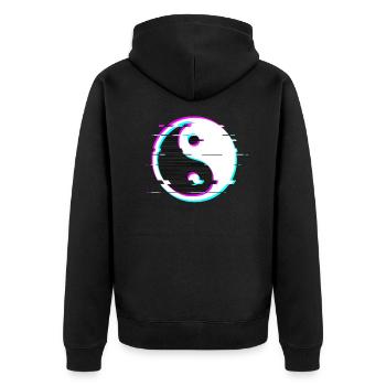 Yin yang glitch - Veste à capuche bio Premium Unisexe - noir - Dos - Nico (187cm)