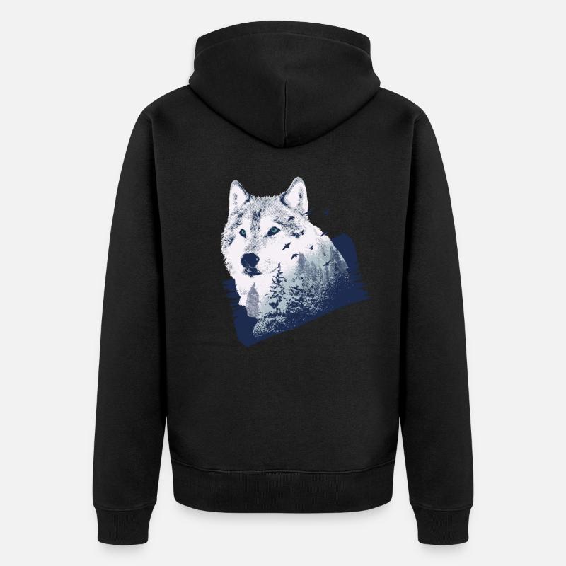 loup - Veste à capuche bio Premium Unisexe - noir