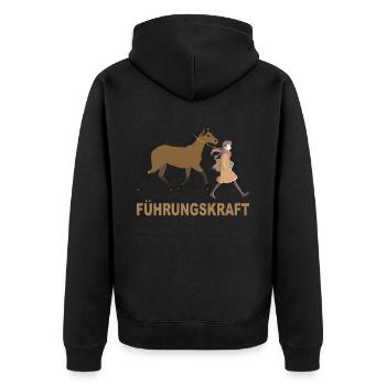 Führungskraft Pferde Mädchen - Unisex Premium Bio Zip Hoodie - Schwarz - Hinten - Nico (187cm)