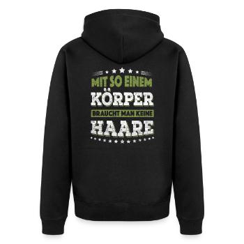 Funny bald no hair sayings fun gift - Unisex Premium Organic Zip Hoodie - black - Back - Nico (187cm)