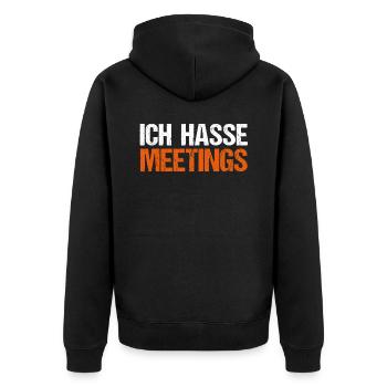 Lustiges Büro Arbeit Meeting Kollegen Fun Geschenk - Unisex Premium Bio Zip Hoodie - Schwarz - Hinten - Nico (187cm)