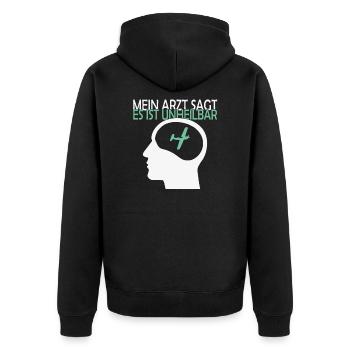 Unheilbar modellflug modellflieger pilot - Unisex Premium Bio Zip Hoodie - Schwarz - Hinten - Nico (187cm)