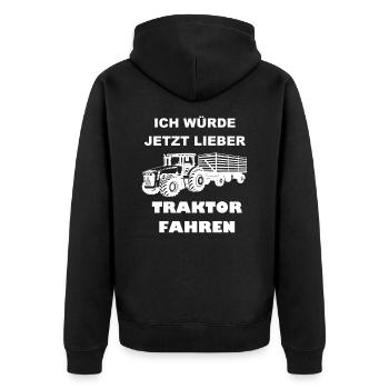 Je préférerais conduire un tracteur maintenant en disant - Veste à capuche bio Premium Unisexe - noir - Dos - Nico (187cm)