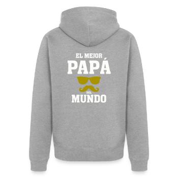 Dia del Padre Spanisches Zitat Vatertag - Unisex Premium Bio Zip Hoodie - Grau meliert - Hinten - Nico (187cm)