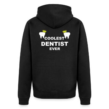 Coolest Dentist Ever Zahnarzt Zahnärzte Geschenk - Unisex Premium Bio Zip Hoodie - Schwarz - Hinten - Nico (187cm)