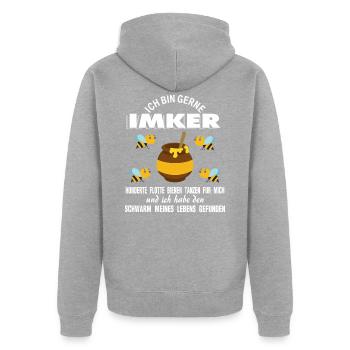 Imker lustiger Spruch Bienen - Unisex Premium Bio Zip Hoodie - Grau meliert - Hinten - Nico (187cm)
