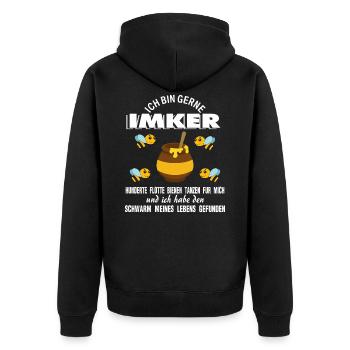 Imker lustiger Spruch Bienen - Unisex Premium Bio Zip Hoodie - Schwarz - Hinten - Nico (187cm)