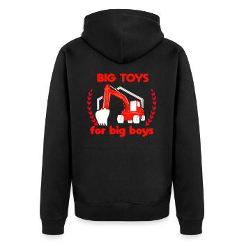 Baggerfahrer lustiger Spruch - Unisex Premium Bio Zip Hoodie - Schwarz - Hinten - Nico (187cm)