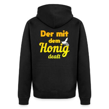 Imker Bienen Spruch Honig Geschenk - Unisex Premium Bio Zip Hoodie - Schwarz - Hinten - Nico (187cm)