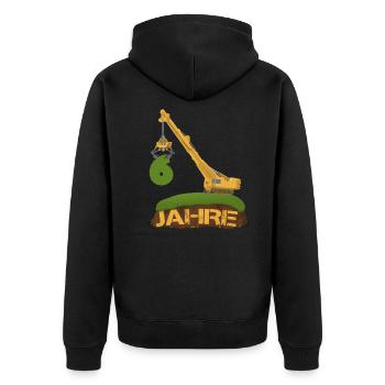 6 Jahre Kinder Jungen Baustelle Bagger Geschenk - Unisex Premium Bio Zip Hoodie - Schwarz - Hinten - Nico (187cm)