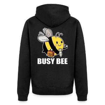 Busy Bee Biene Imker - Unisex Premium Bio Zip Hoodie - Schwarz - Hinten - Nico (187cm)
