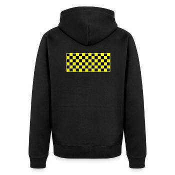Checkered Checker Black Yellow - Unisex Premium Organic Zip Hoodie - black - Back - Nico (187cm)