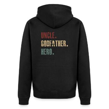 Onkel Godfather Hero - Unisex Premium Bio Zip Hoodie - Schwarz - Hinten - Nico (187cm)