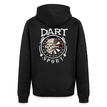 Dart Sport Darts Spruch - Unisex Premium Bio Zip Hoodie - Schwarz - Hinten - Nico (187cm)