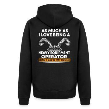 Baggerfahrer Bagger Baggern Spruch T-Shirt - Unisex Premium Bio Zip Hoodie - Schwarz - Hinten - Nico (187cm)