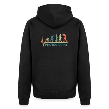 evolution photography retro vintage heartbeat - Unisex Premium Bio Zip Hoodie - Schwarz - Hinten - Nico (187cm)