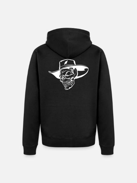 cowboy skull - Unisex Premium Organic Zip Hoodie - black