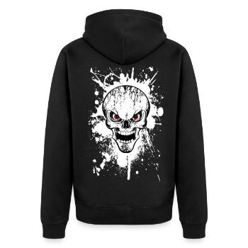 skull grunge style 02 - Unisex Premium Bio Zip Hoodie - Schwarz - Hinten - Nico (187cm)