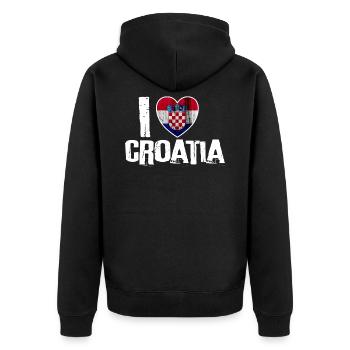 Drapeau Croatie drapeau national idée cadeau coeur - Veste à capuche bio Premium Unisexe - noir - Dos - Nico (187cm)