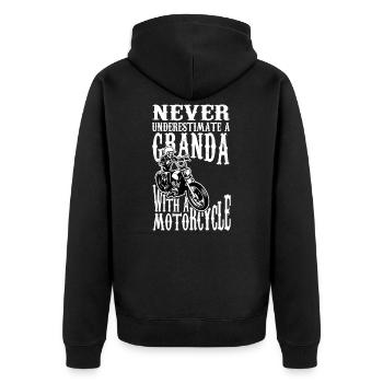 Opa Großvater Biker Motorrad Motorradfahrer - Unisex Premium Bio Zip Hoodie - Schwarz - Hinten - Nico (187cm)