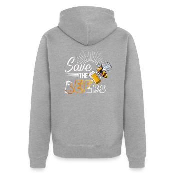 Abeille bière dire cadeau cool - Veste à capuche bio Premium Unisexe - gris chiné - Dos - Nico (187cm)