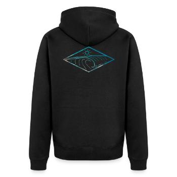 Stay Curious Wave - Unisex Premium Bio Zip Hoodie - Schwarz - Hinten - Nico (187cm)