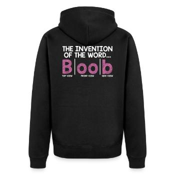 Brüste Wort Erfindung Boobs - Unisex Premium Bio Zip Hoodie - Schwarz - Hinten - Nico (187cm)