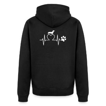 Dachshund Heartbeat Heartbeat Dachshund gift - Unisex Premium Organic Zip Hoodie - black - Back - Nico (187cm)
