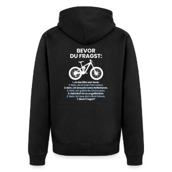 Rad Fahrrad Mountainbike MTB Spruch Geschenk - Unisex Premium Bio Zip Hoodie - Schwarz - Hinten - Nico (187cm)