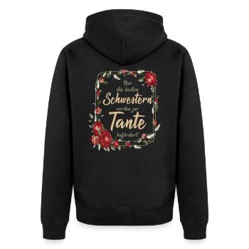 Beste Schwester zur Tante befördert Schwanger - Unisex Premium Bio Zip Hoodie - Schwarz - Hinten - Nico (187cm)