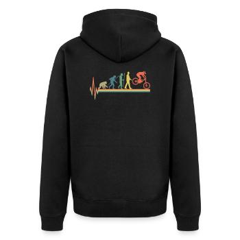 Evolution Mountainbiken Geschenk Mountainbiker - Unisex Premium Bio Zip Hoodie - Schwarz - Hinten - Nico (187cm)
